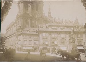 Tchécoslovaquie, Prague, Monument, 1900, Vintage citrate print