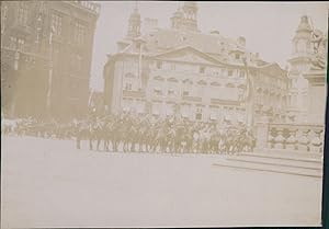 Tchécoslovaquie, Prague, Place centrale, 1900, Vintage citrate print