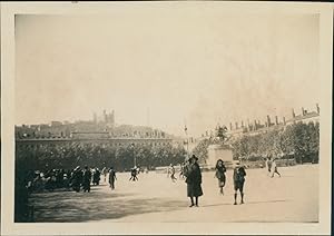 France, Lyon, Place bellecour, 1918, Vintage silver print