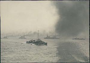 France, Miltaire, Revue navale de Toulon, 1911, Vintage silver print on carte postale paper