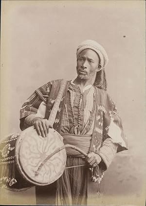 Maghreb, Musicien, ca.1880, Vintage albumen print