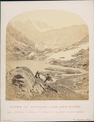 Bild des Verkufers fr Suisse, Hospice du Grand St-Bernard et Mont Velan, ca.1885, Vintage albumen print zum Verkauf von photovintagefrance