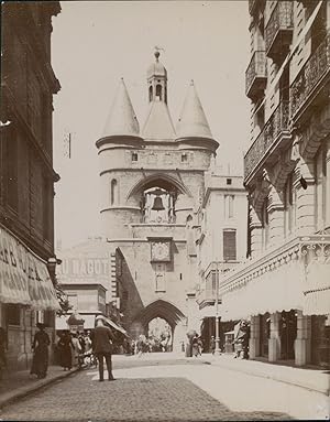 France, Bordeaux, Porte de la Grosse Cloche, ca.1900, Vintage citrate print