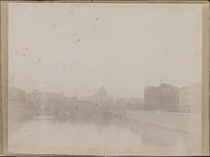 Italie, Rome, Basilique Saint-Pierre er le Castel SantAngelo, 1898, Vintage citrate print