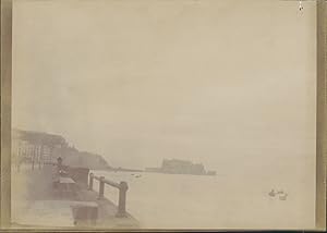 Italie, Naples, Castel dellOvo, 1898, Vintage citrate print