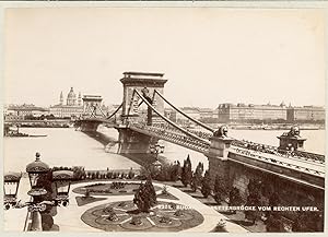 Hongrie, Budapest, Pont des chaînes Széchenyi, ca.1880, vintage albumen print
