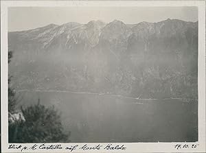 Italie, Alpes, Vue du Monte Baldo depuis Tignale, 1925, Vintage silver print