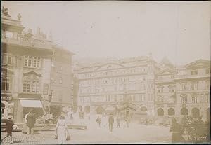Tchécoslovaquie, Prague, Place centrale, 1900, Vintage citrate print