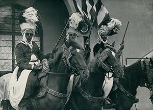 Cavalerie algérienne lors de la visite du Président Auriol en Algérie, 1949, Vintage silver print