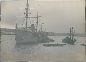 France, Navire militaire, 1911, Vintage silver print