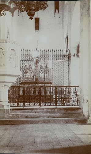 France, Pyrénées, Église Saint-Aventin-de-Larboust, grille du choeur, 1908, Vintage citrate print
