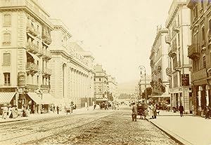 Suisse, Genève, Rue du Mont Blanc, Hôtel des Postes, commerces, ca.1905