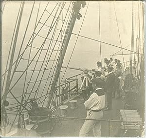 France, Militaires marins à bord du Bougainville, 1911, Vintage silver print