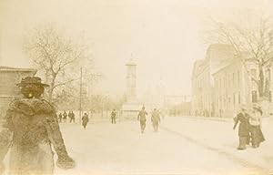 Bulgarie, Varna, Rue et monument, ca.1900, Vintage citrate print
