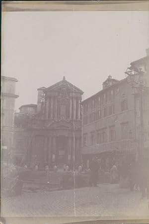 Italie, Rome, Église, Place et Fontaine de Trévi, 1898, Vintage citrate print
