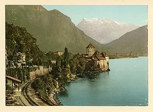 Suisse, Château de Chillon, ca.1895, vintage photochrome