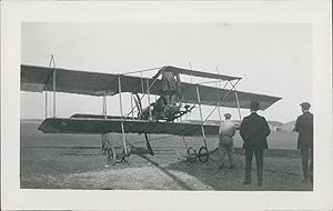 Avion, biplan Voisin ou Farman, et ses pilotes, ca.1905