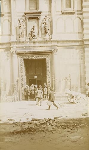 Italie, Florence, Une des portes du baptistère, 1911, Vintage citrate print