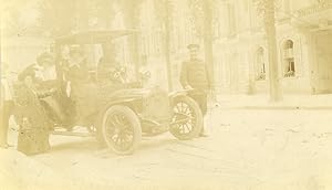 France, Voiture garée à Versailles, 1909, Vintage citrate print