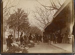 France, Cannes, Le marché aux fleurs, 1898, Vintage citrate print