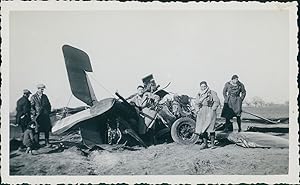 Aviation, Breguet-19 écrasé, ca.1930, vintage silver print