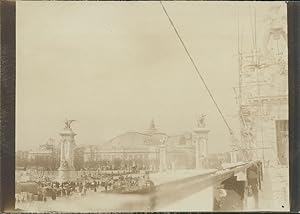 France, Paris, Exposition Universelle de 1900, Grand Palais et Pont Alexandre III, Vintage citrat...