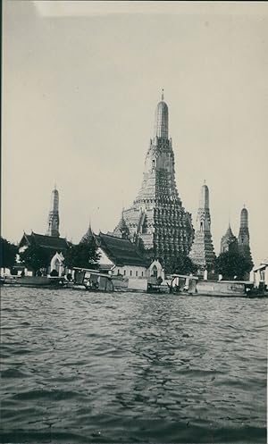 Thailande, Siam, Bangkok, Pagode, 1932, Vintage silver print
