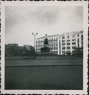 Russia Place avec monument, ca.1930, Vintage silver print