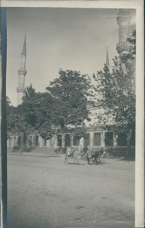 Maghreb, Minaret et rue, ca.1930, Vintage silver print