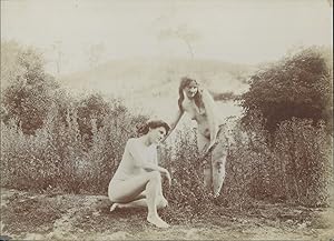 Femmes nues dans un champ, ca.1900, Vintage citrate print