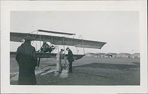 Avion, biplan Voisin ou Farman, et ses pilotes, ca.1905