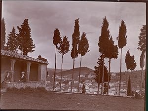 Italie, Florence, Fiesole, femmes sur une terrasse, ca.1900, Vintage citrate print