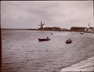 Pays Bas, Zaandam, moulin sur les rives, ca.1900, Vintage citrate print