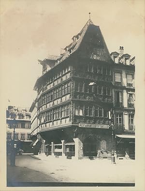 France, Strasbourg, Maison Kammerzell, 1910, Vintage silver print