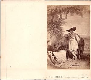 Jules Sebire, Nantes, tableau d'un homme faisant boire son cheval et son chien, Paludier