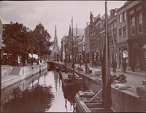 Pays Bas, Leeuwarden, canal, ca.1900, Vintage citrate print