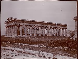 Italie, Paestum, Le temple d Athéna, ca.1900, Vintage citrate print