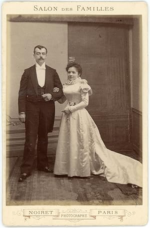 France, Photo de mariage, les époux, ca.1895, vintage citrate print