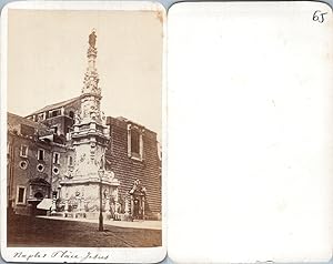 Italie, Italia, Naples, Napoli, colonne, obélisque du Gesù Nuovo, circa 1870