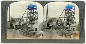 Stereo, Keystone View Company, Underwood & Underwood, Hoisting machine at Diamond Mines, 7000 tru...