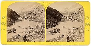 Stereo Italie, Alpes, Le lac Combal dans l'Allée Blanche, glacier de la Lex Blanche, circa 1880