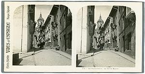 Stereo Espagne, Pays Basque, Fontarrabie, La calle Mayor, circa 1900