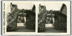 Stereo Espagne, Pays Basque, Fontarrabie, La porte Saint Nicolas, circa 1900