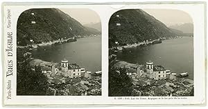 Bild des Verkufers fr Stereo Italie, Italia, Lac de Cme, Lago di Como, Argegno pris de la route, circa 1900 zum Verkauf von photovintagefrance