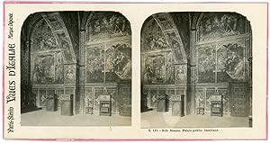 Stereo Italie, Italia, Sienne, Siena, Le Palais Public, intérieur, circa 1900