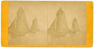 STEREO Lieu à identifier, deux bateaux à voile en mer, circa 1870