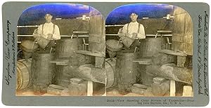 Stereo, Keystone View Company, View Showing Clear Stream of Turpentine, Pouring Into Barrels, Ga....
