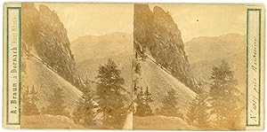 Stereo Frontière Suisse et France, Paysage de montagne près Barberine, circa 1870