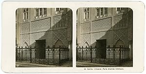 Stereo Espagne, Séville, Sevilla, Alcazar, porte d'entrée intérieure, circa 1900