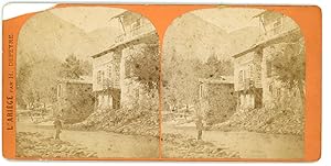 STEREO France, Ariège, village en bord de rivière à identifier, circa 1870